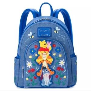 NWT- Loungefly Disney Parks Exclusive Winnie The Pooh Denim Mini Backpack